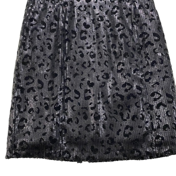 Guess Los Angeles Women Black Silver Sequin Leopard Chetah Full Zip Skirt Sz XS - Picture 2 of 7